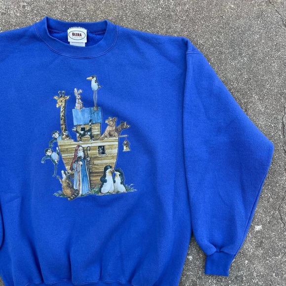 Vintage Noah's Ark Cartoon Sweatshirt Men's Large - Picture 1 of 5